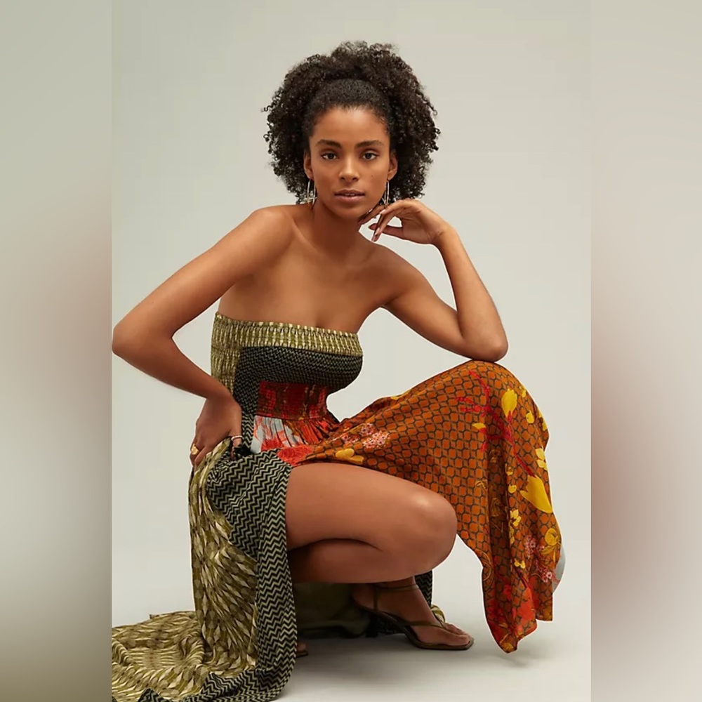 Anthropologie Siddhartha Bansal Smocked Maxi Dress